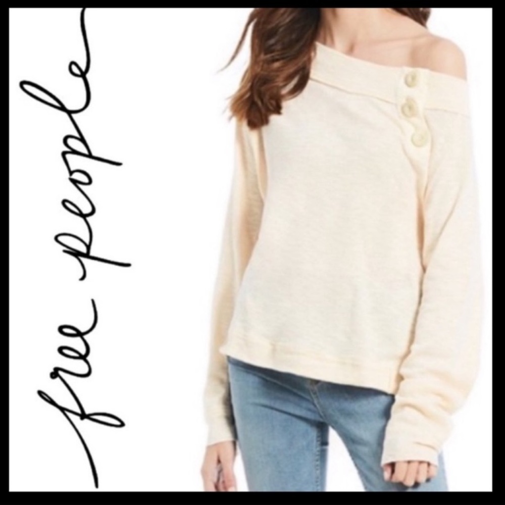 Free People We the Free Don’t forget me long sleeve ivory cream off white top